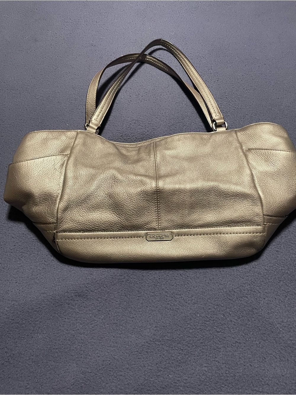 Coach Metallic Silver Leather Shoulder Bag